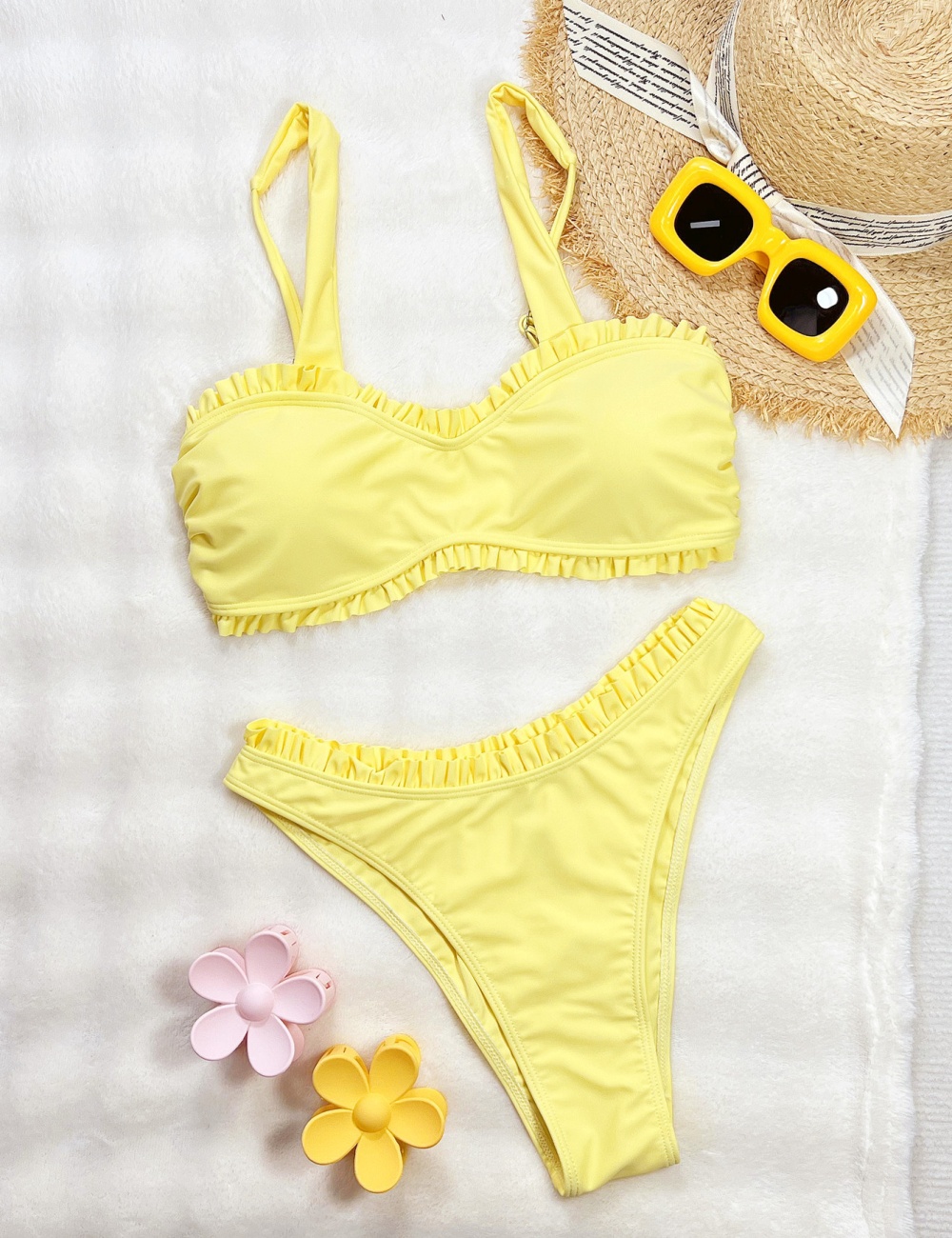 Bikini gather swimwear sexy geometry separates swimsuit
