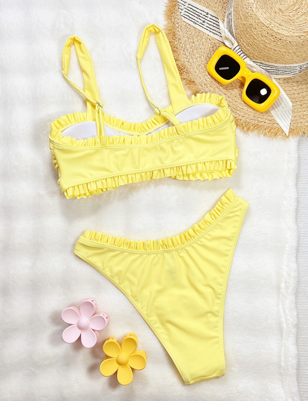 Bikini gather swimwear sexy geometry separates swimsuit
