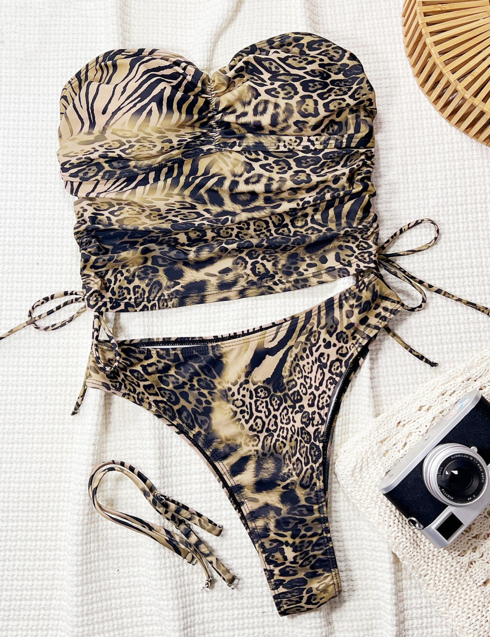 Pure leopard sexy nylon separates swimsuit for women