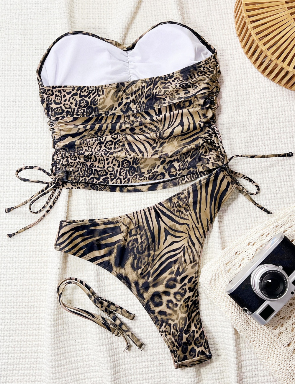Pure leopard sexy nylon separates swimsuit for women