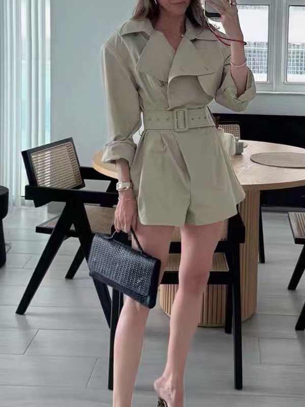 Autumn France style jumpsuit elegant windbreaker