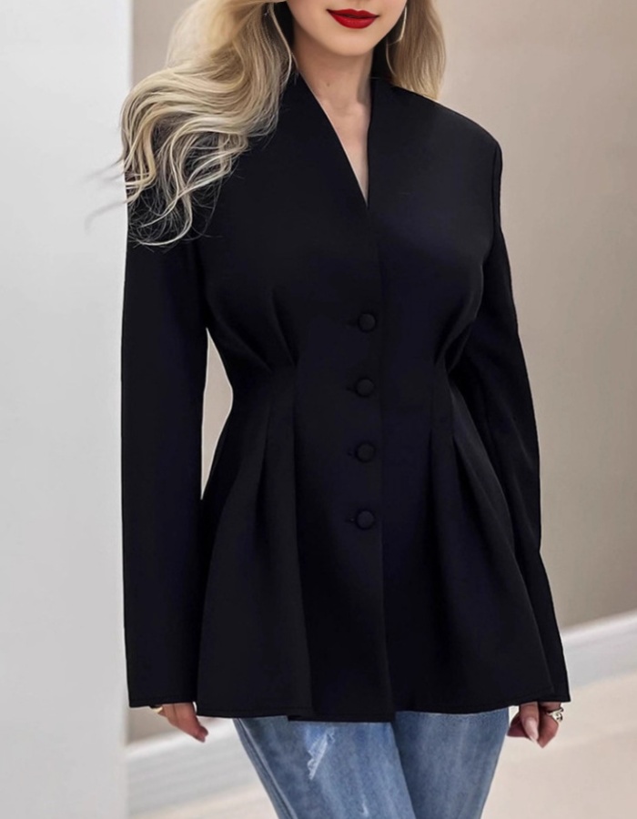 Pinched waist business suit slim coat for women