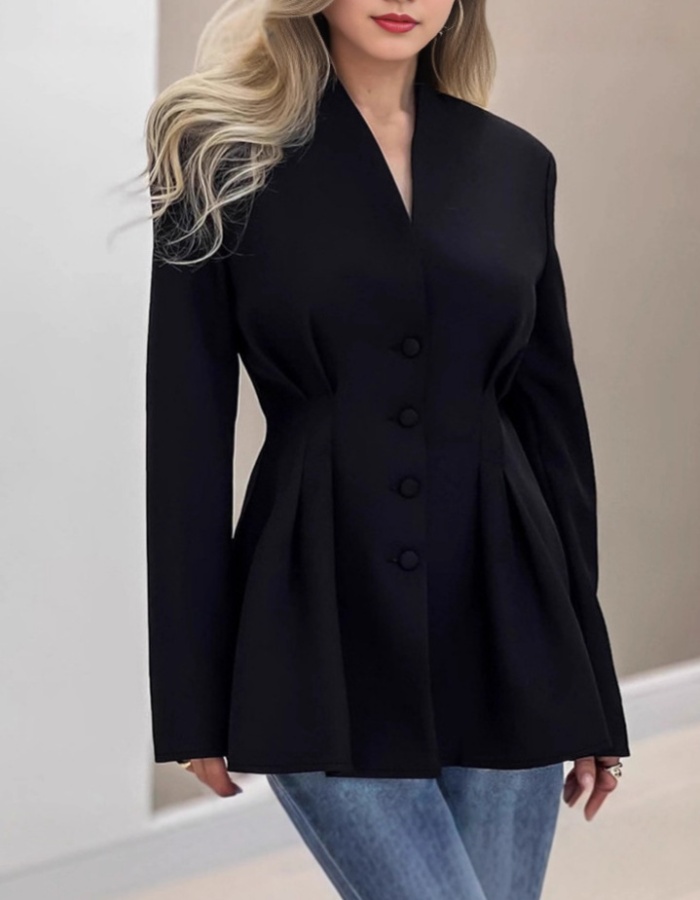 Pinched waist business suit slim coat for women