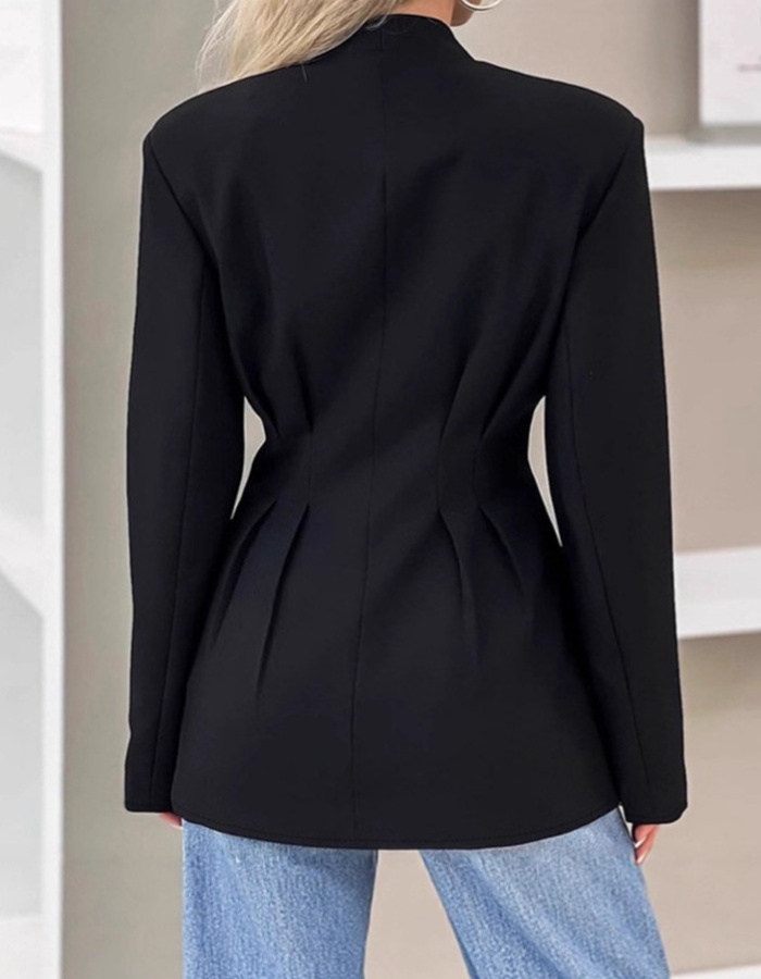 Pinched waist business suit slim coat for women
