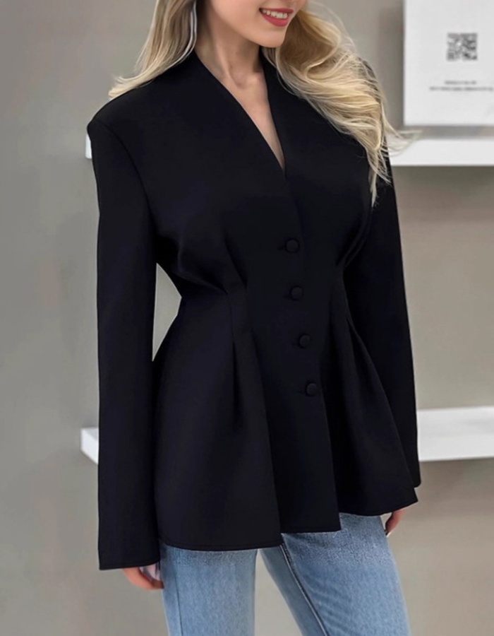 Pinched waist business suit slim coat for women