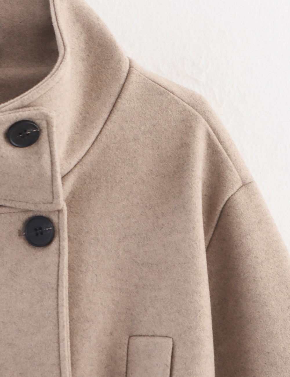 Cstand collar woolen coat double-breasted windbreaker