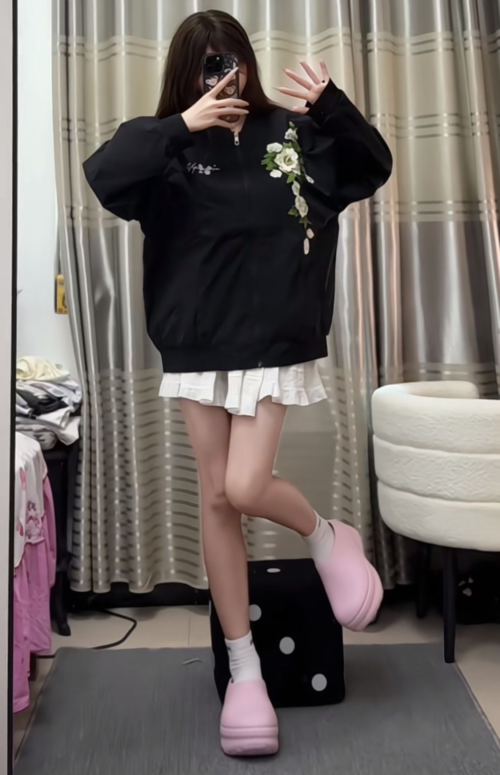 Embroidery loose cardigan Casual coat for women