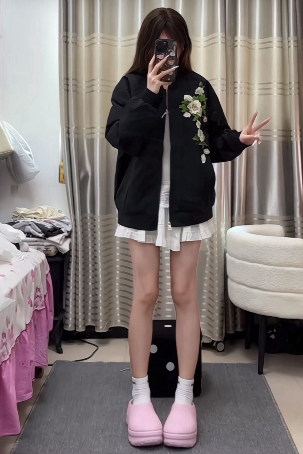Embroidery loose cardigan Casual coat for women