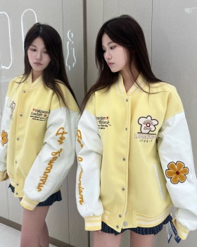 Letters splice coat autumn baseball uniforms for women
