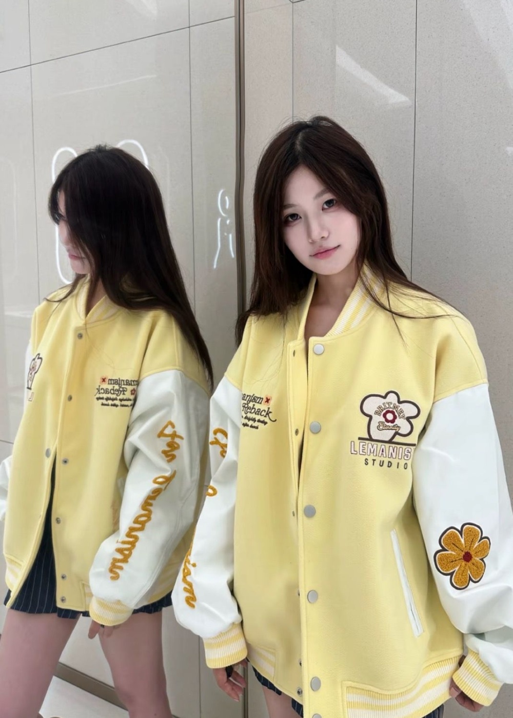 Letters splice coat autumn baseball uniforms for women