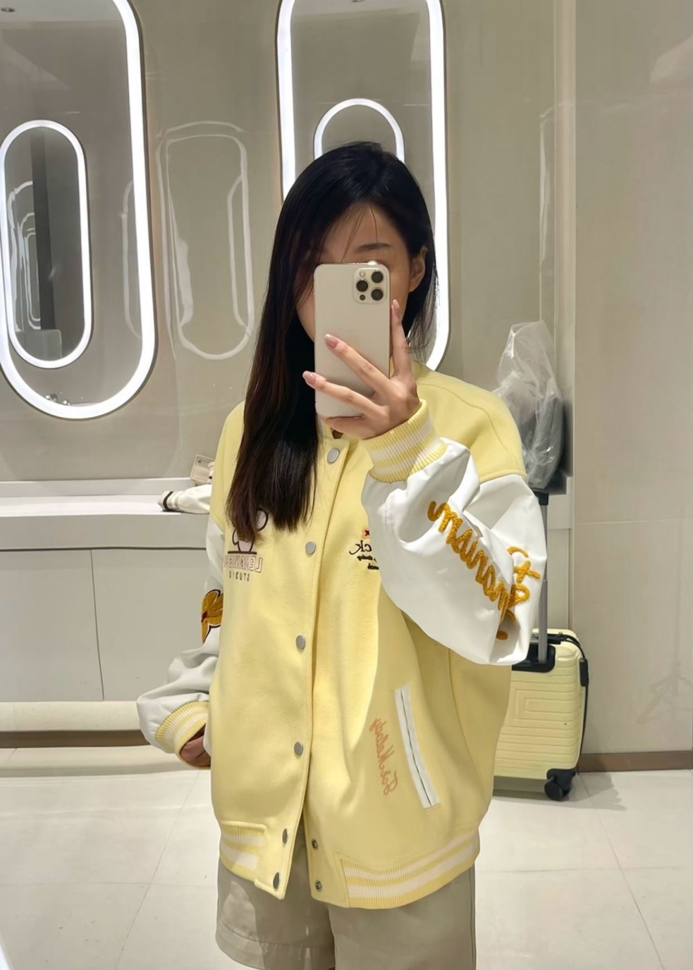 Letters splice coat autumn baseball uniforms for women