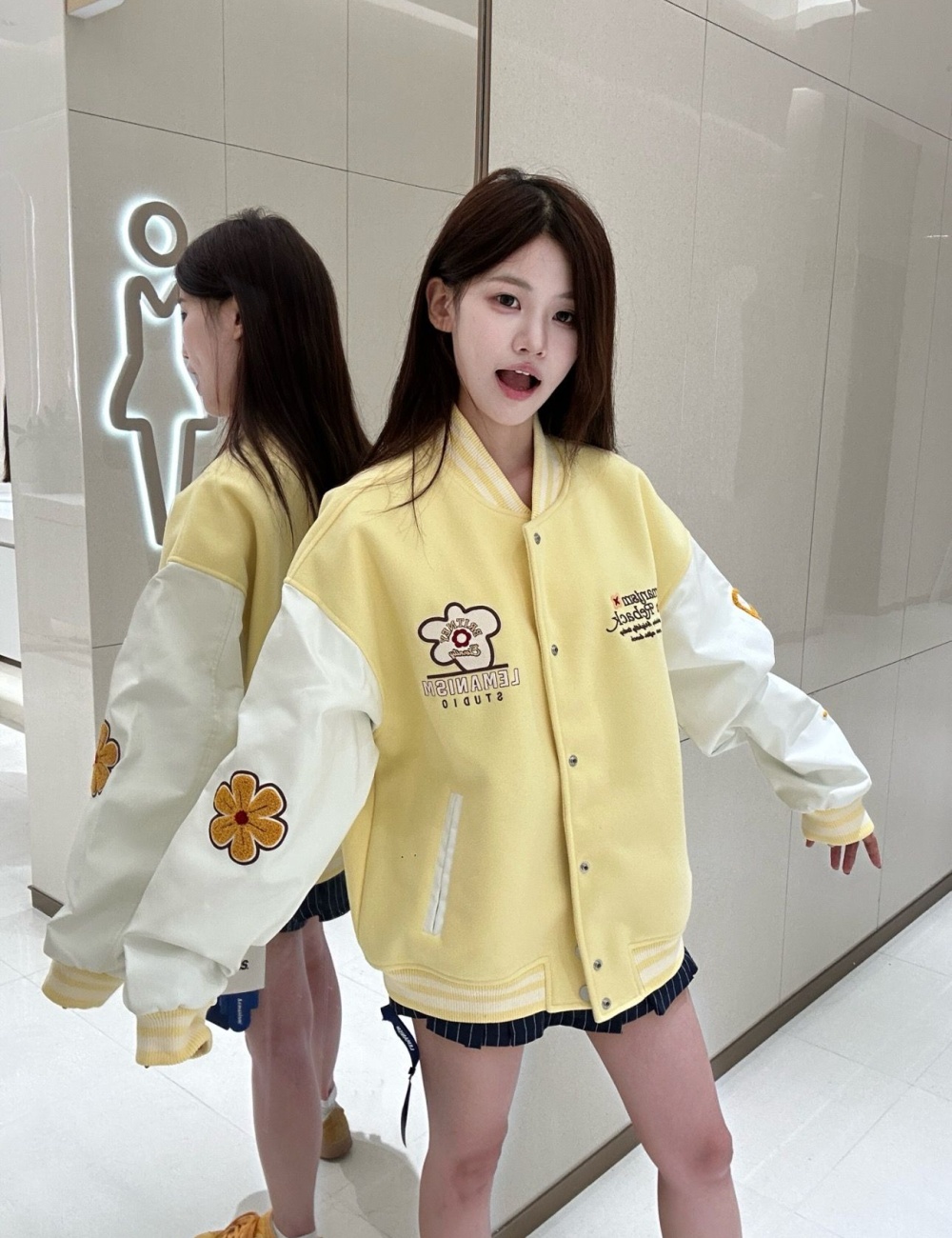 Letters splice coat autumn baseball uniforms for women