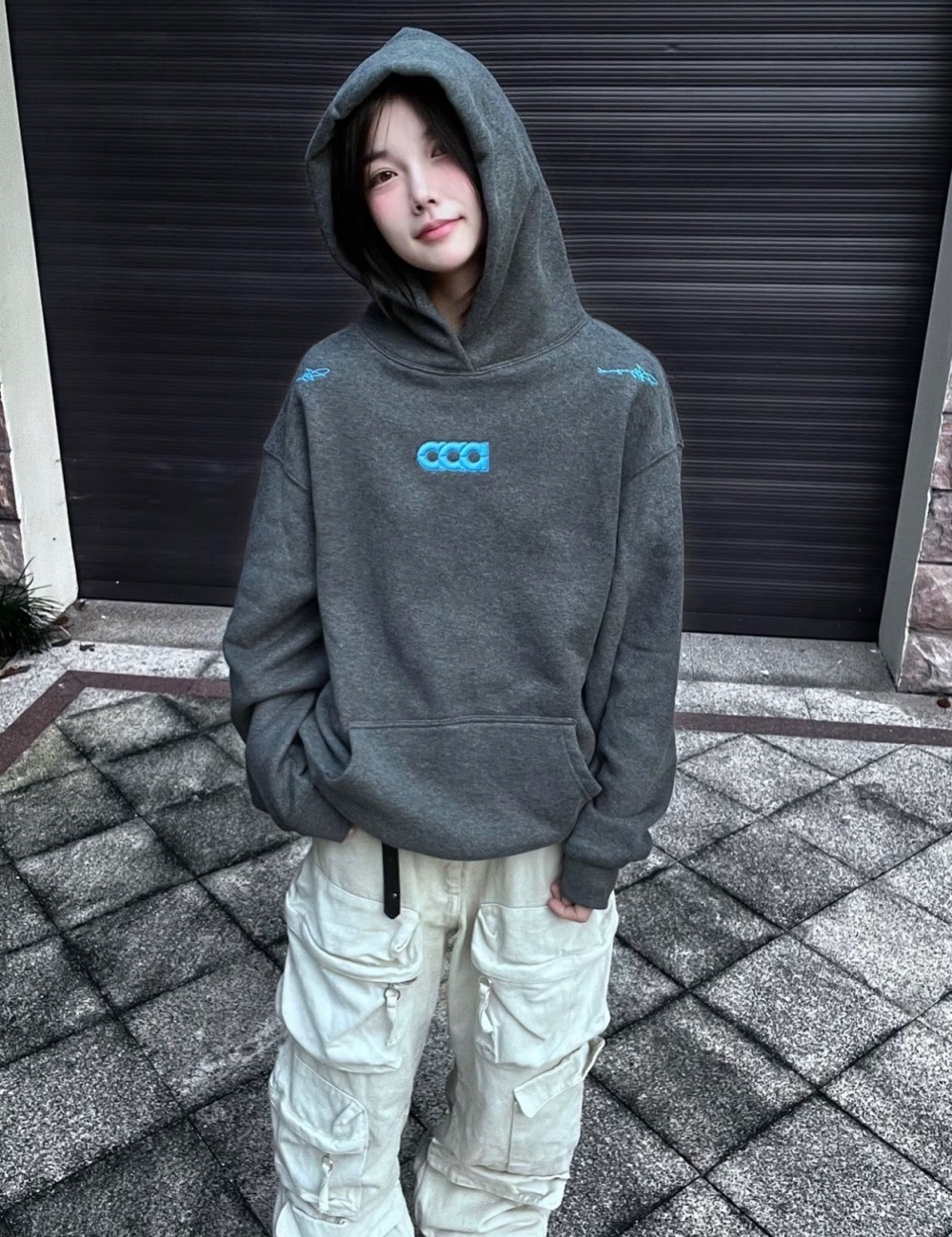 Pure cotton cotton complex thin hoodie for women