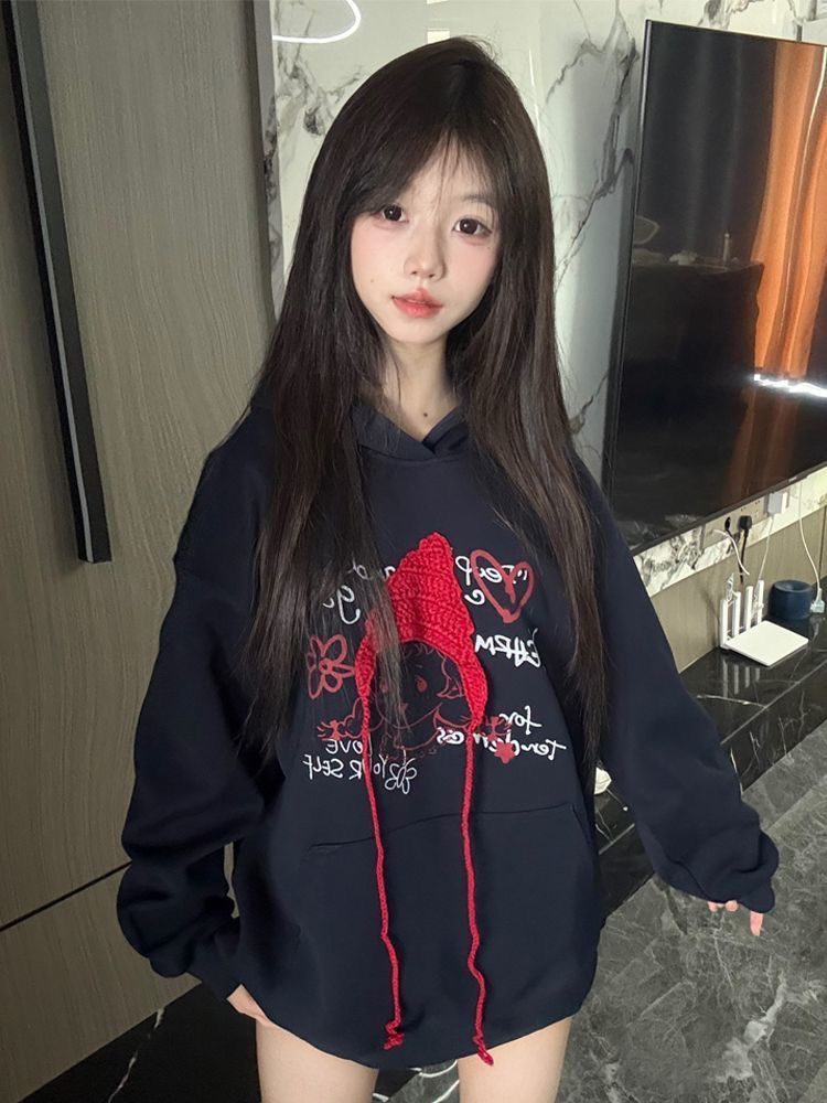 Printing complex thin cotton hoodie for women