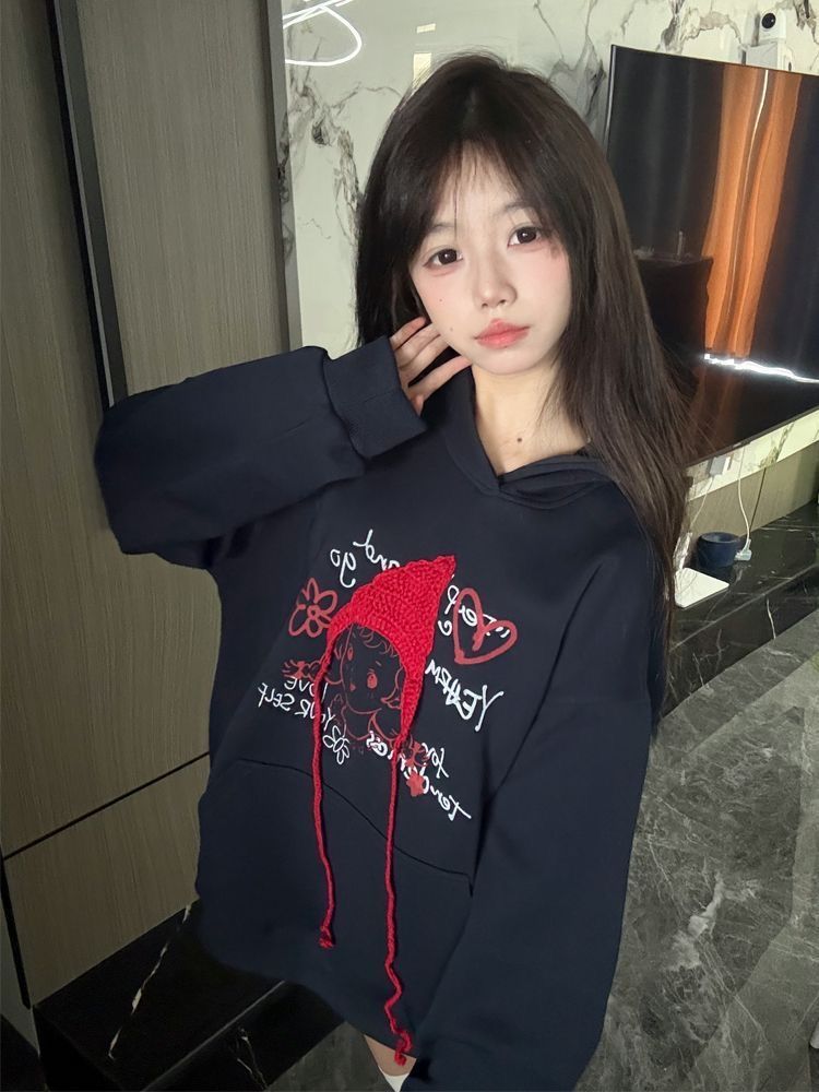 Printing complex thin cotton hoodie for women