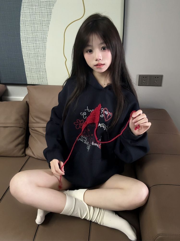 Printing complex thin cotton hoodie for women