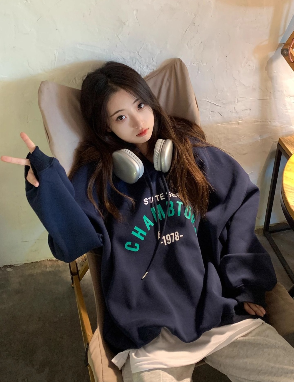 Autumn and winter hooded complex hoodie for women