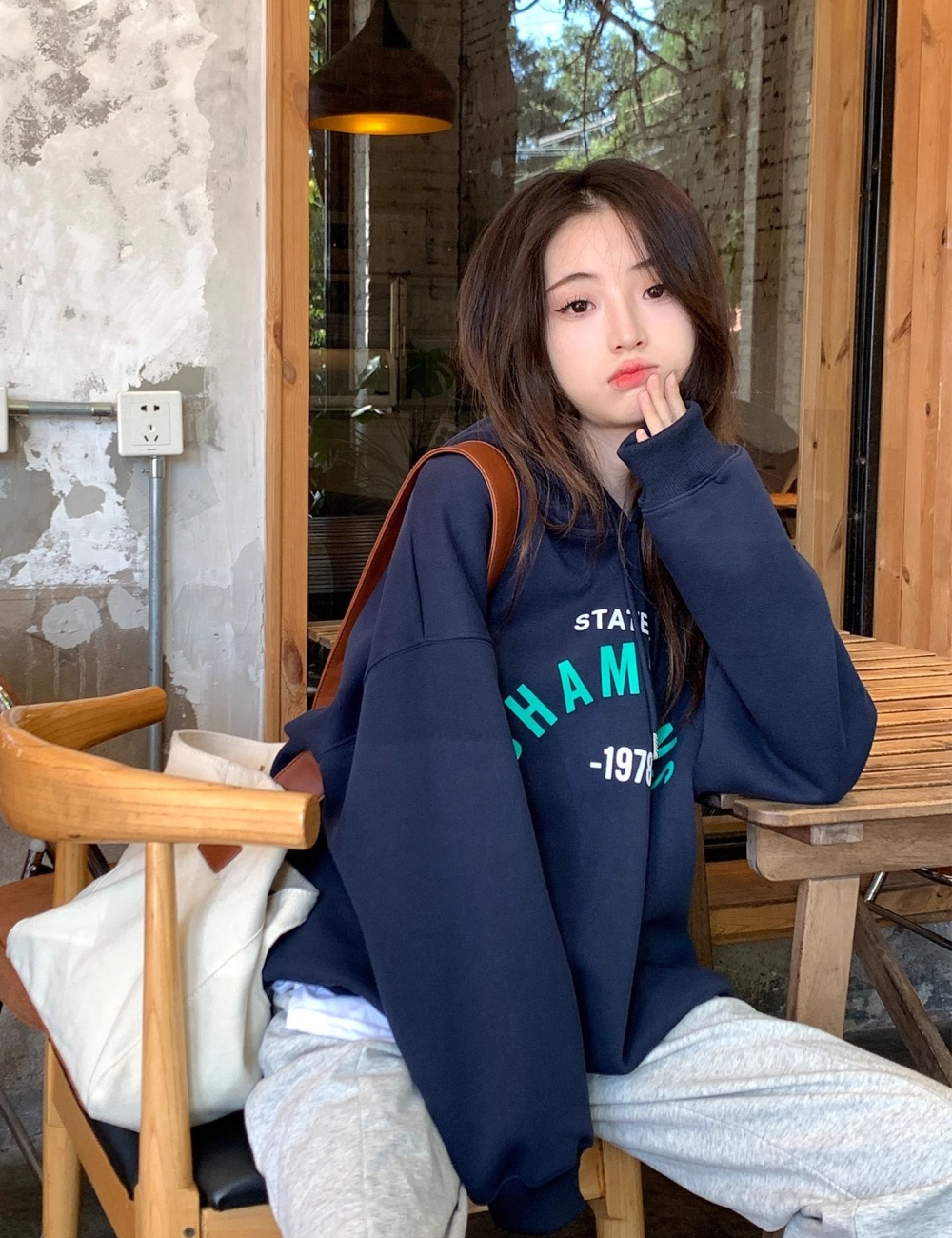 Autumn and winter hooded complex hoodie for women