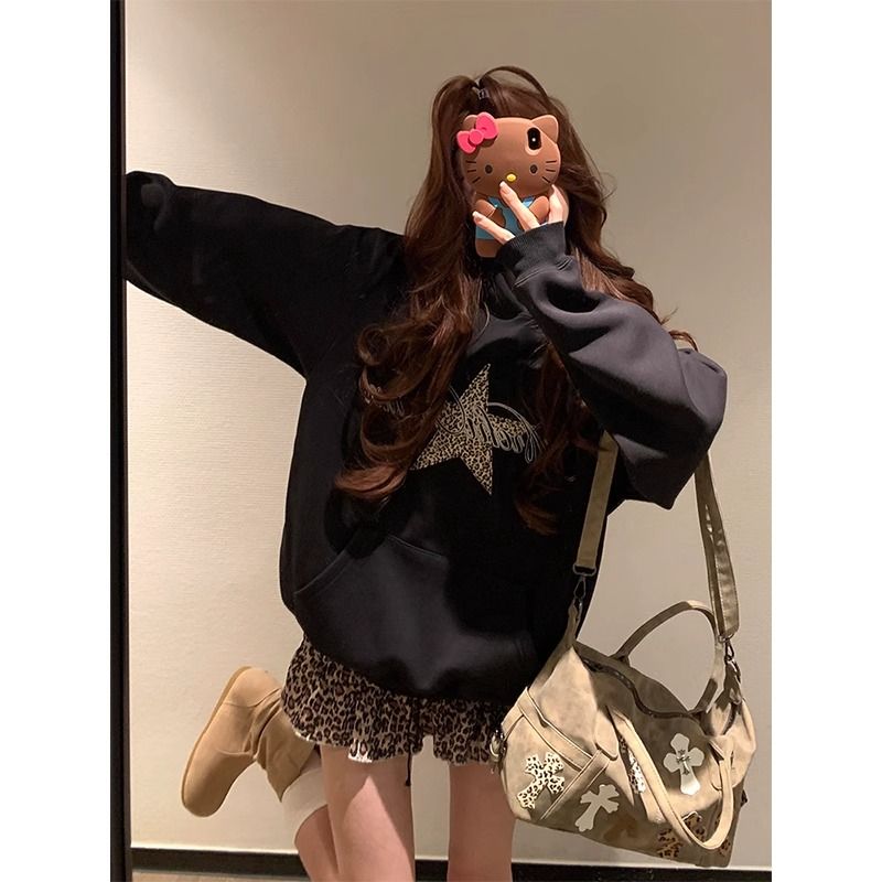 Complex hooded autumn hoodie for women
