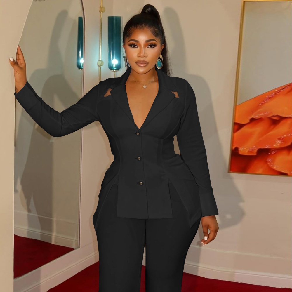 Pinched waist business suit a set for women
