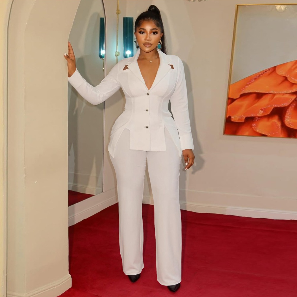 Pinched waist business suit a set for women