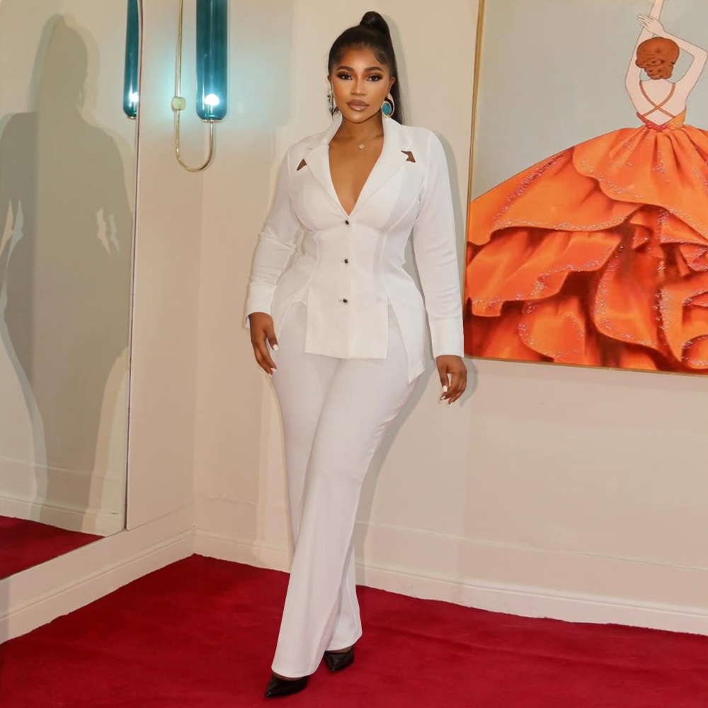 Pinched waist business suit a set for women