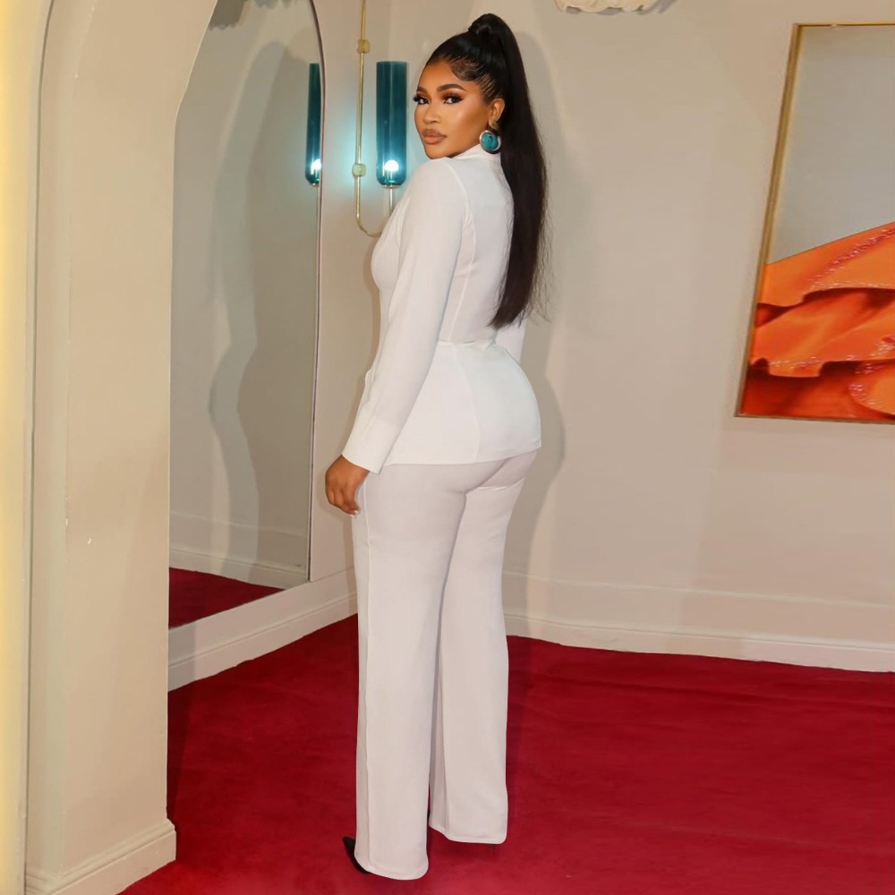 Pinched waist business suit a set for women