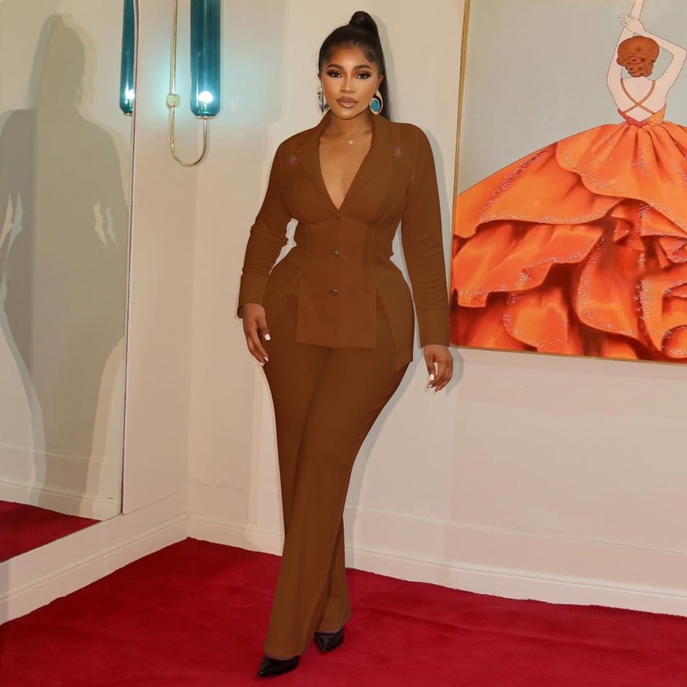 Pinched waist business suit a set for women