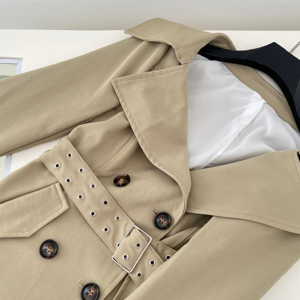 Pinched waist autumn windbreaker short coat for women