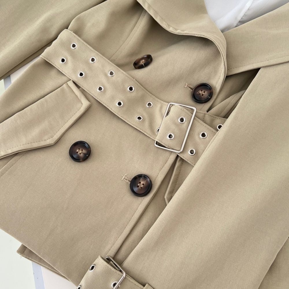 Pinched waist autumn windbreaker short coat for women