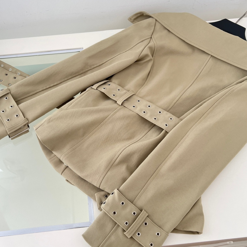 Pinched waist autumn windbreaker short coat for women