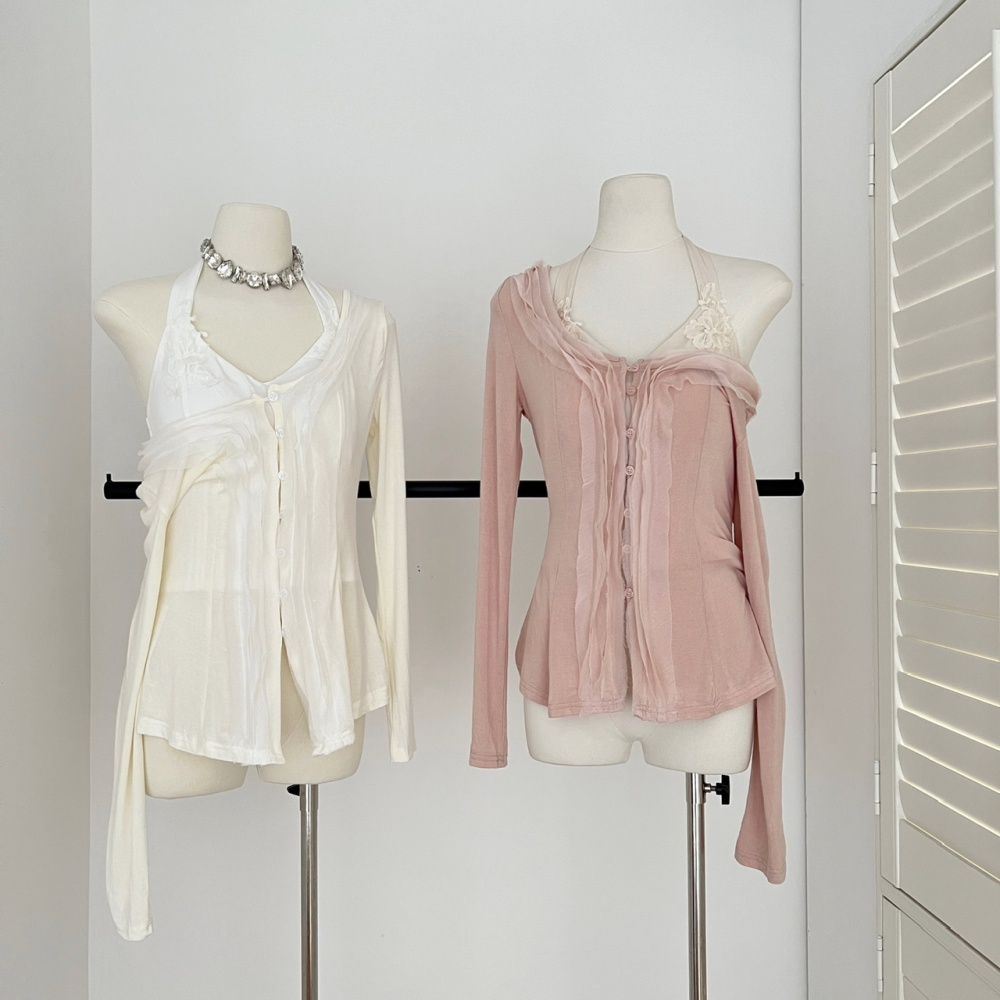 Inside the ride vest wool cardigan 2pcs set for women