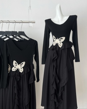 Autumn irregular long dress long sleeve dress