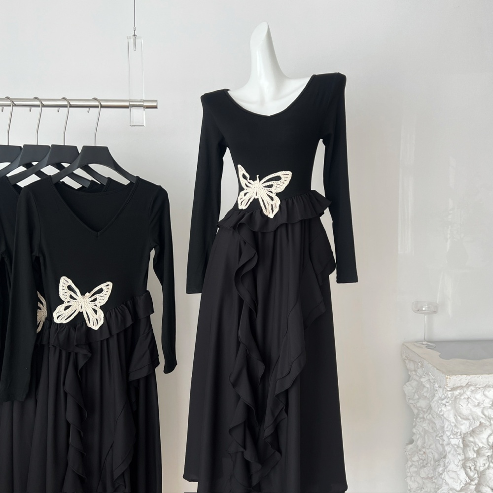 Autumn irregular long dress long sleeve dress