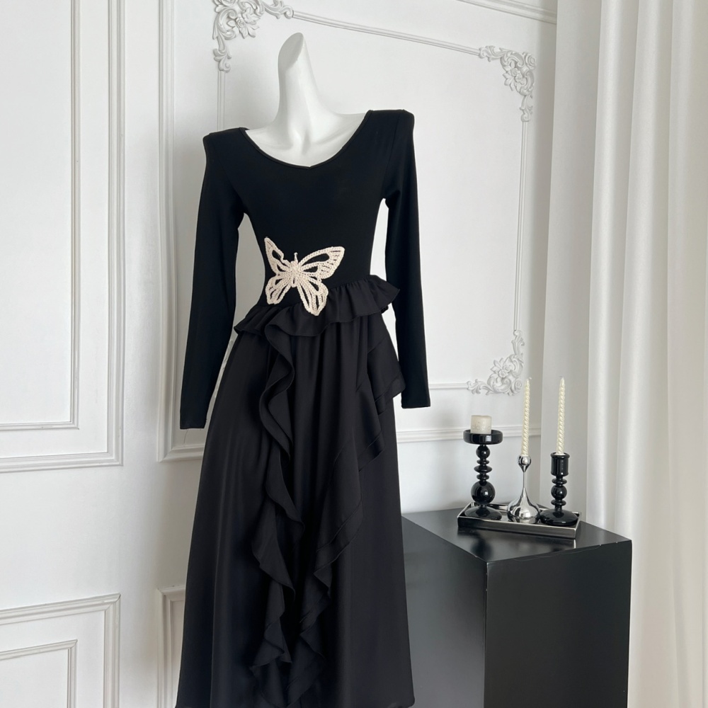 Autumn irregular long dress long sleeve dress