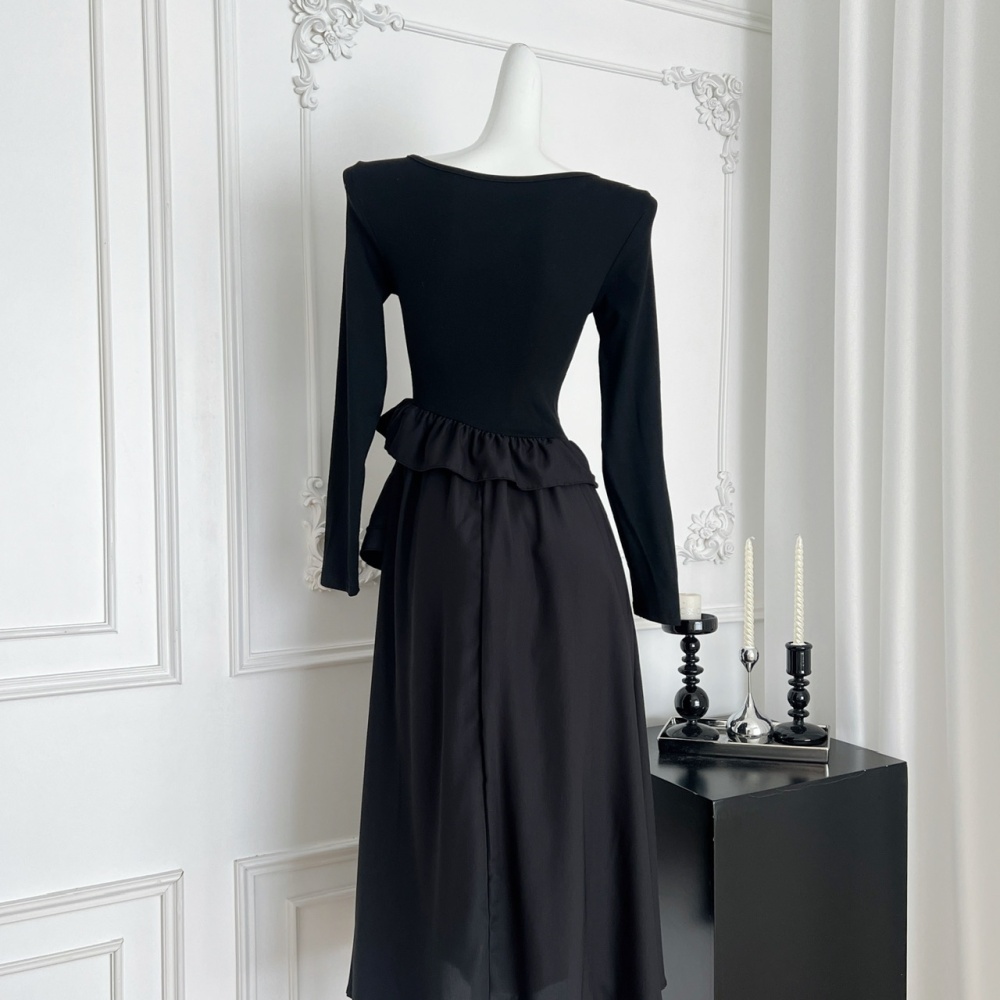 Autumn irregular long dress long sleeve dress