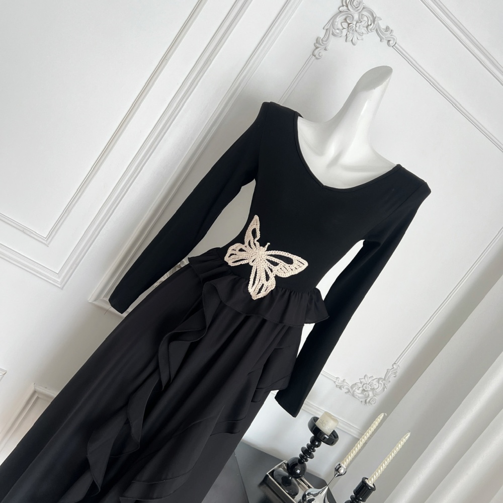 Autumn irregular long dress long sleeve dress