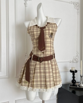 Niche slim summer plaid dress