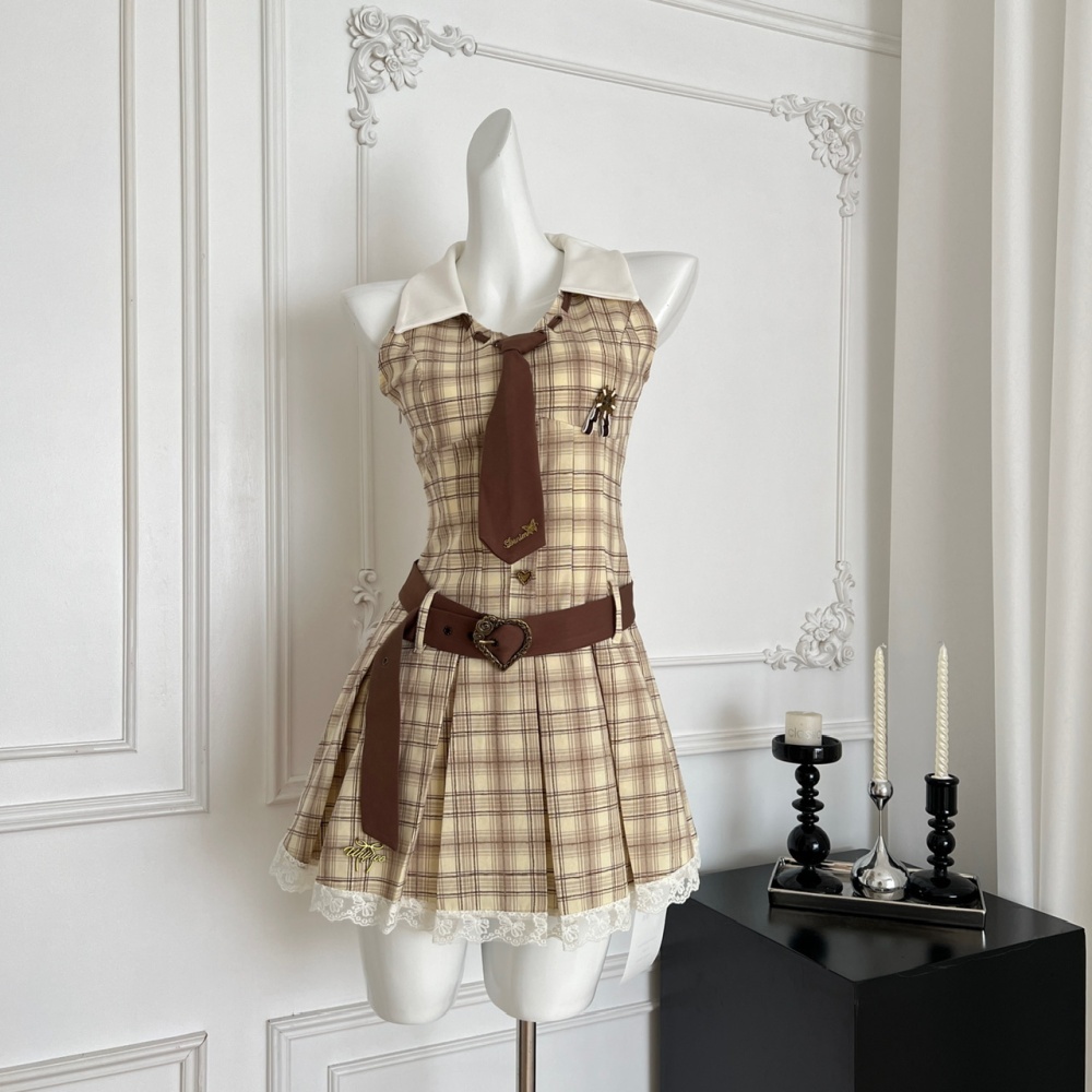 Niche slim summer plaid dress