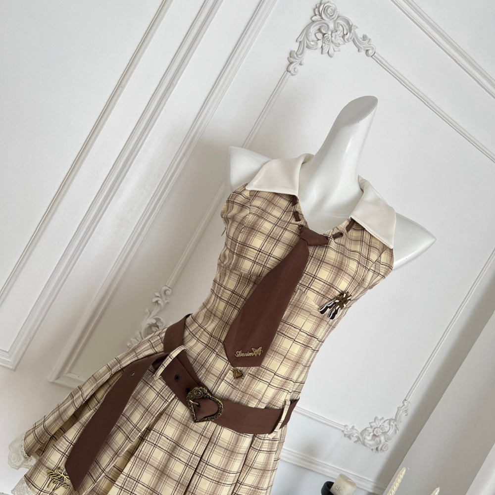 Niche slim summer plaid dress