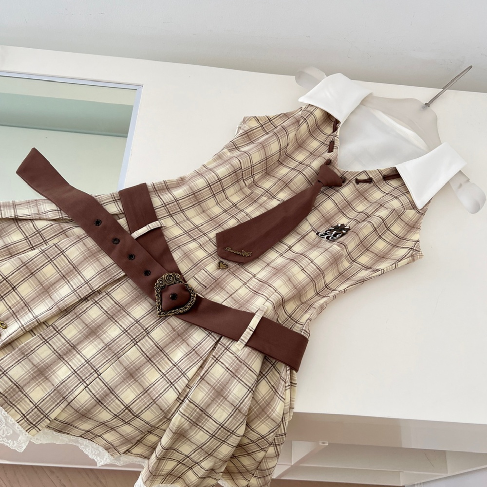 Niche slim summer plaid dress