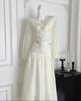 V-neck small shirt lace tops a set