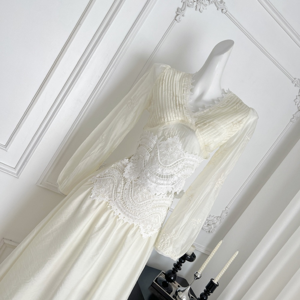 V-neck small shirt lace tops a set