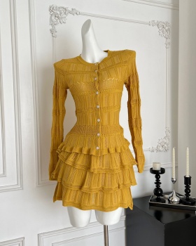 Autumn slim short skirt knitted tops a set for women