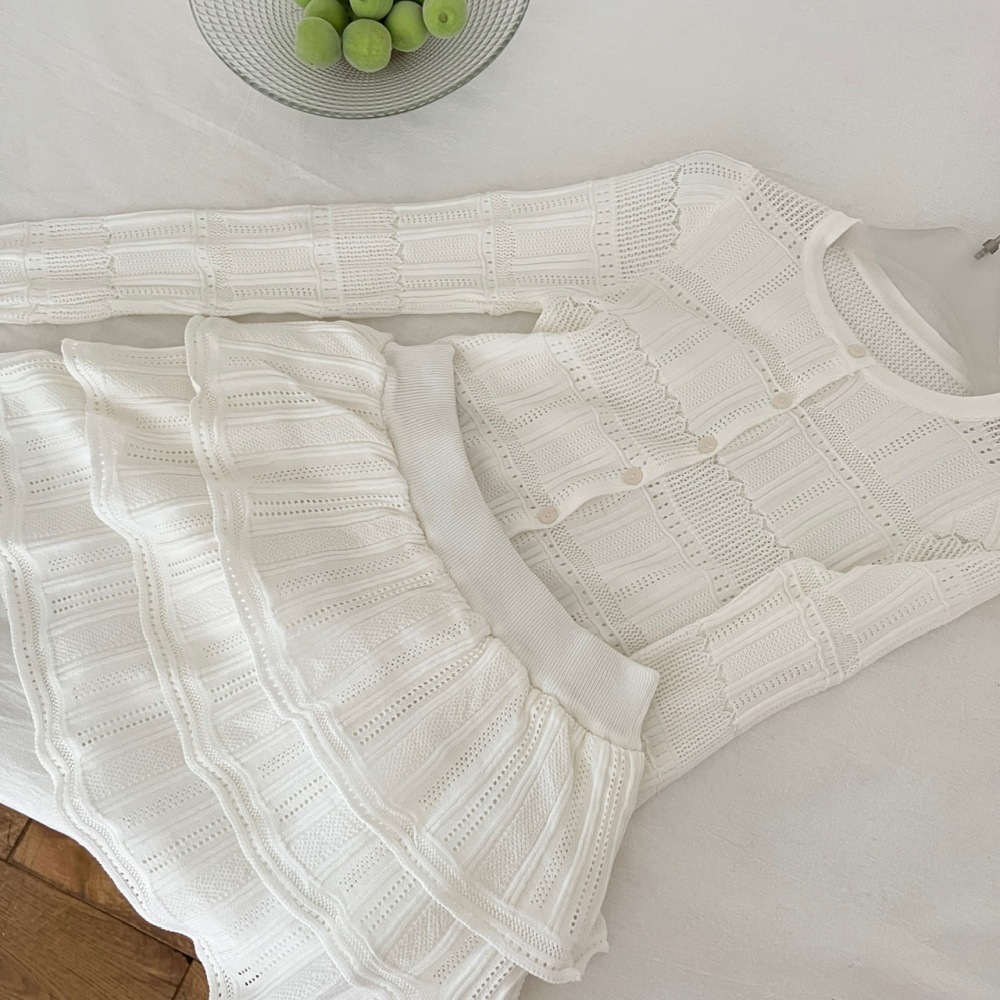 Autumn slim short skirt knitted tops a set for women