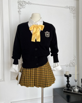 College style cardigan short skirt 3pcs set