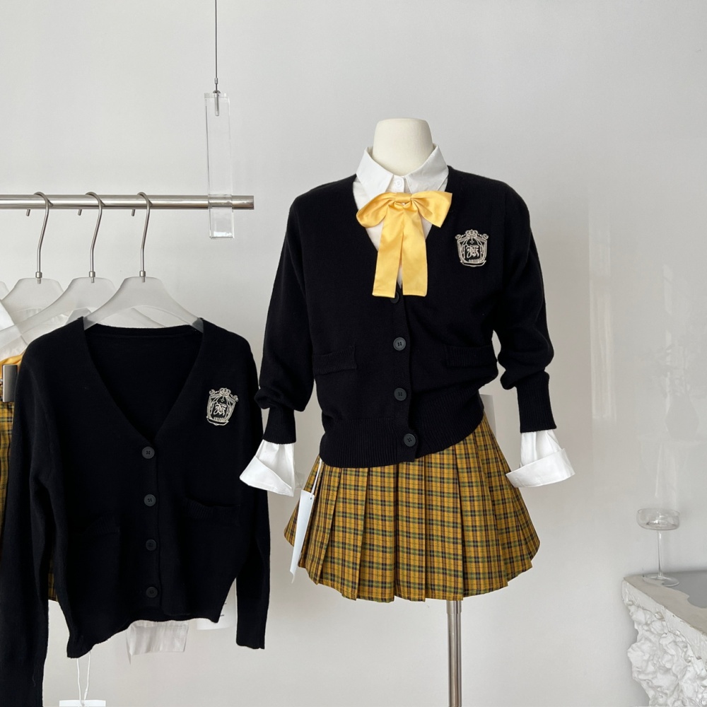 College style cardigan short skirt 3pcs set