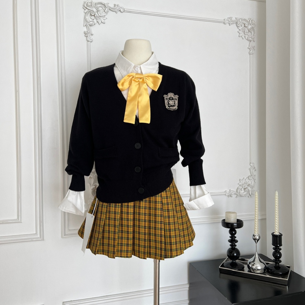 College style cardigan short skirt 3pcs set