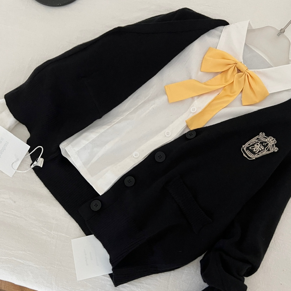 College style cardigan short skirt 3pcs set