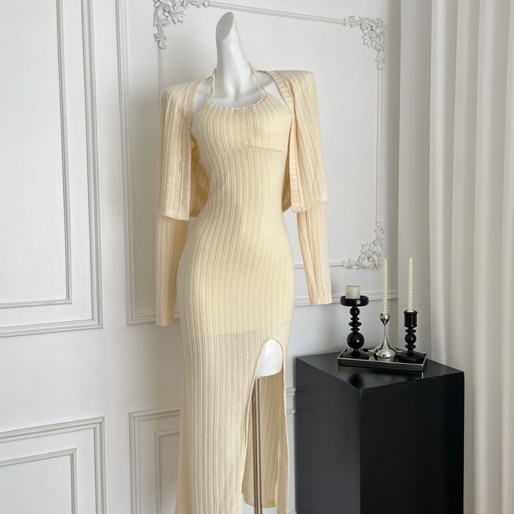 Sexy spicegirl dress halter split long dress a set for women